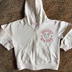 Disney Mickey Mouse Kids White Hoodie Zip-Up Sweatshirt Graphic Lightweight 3T